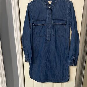 J. Crew Factory Dark Blue Denim Shirt Dress